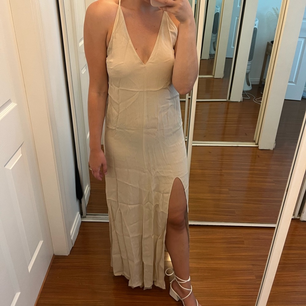 Reformation beige slip dress size XS